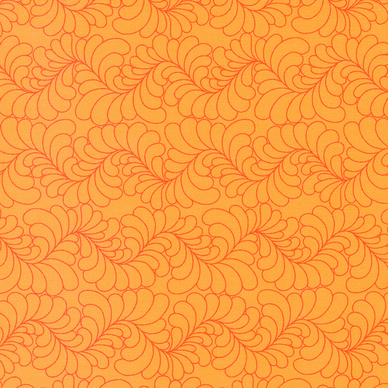 Rainbow Sherbet Quilt Fabric - Feathers in Orange - 45022 33