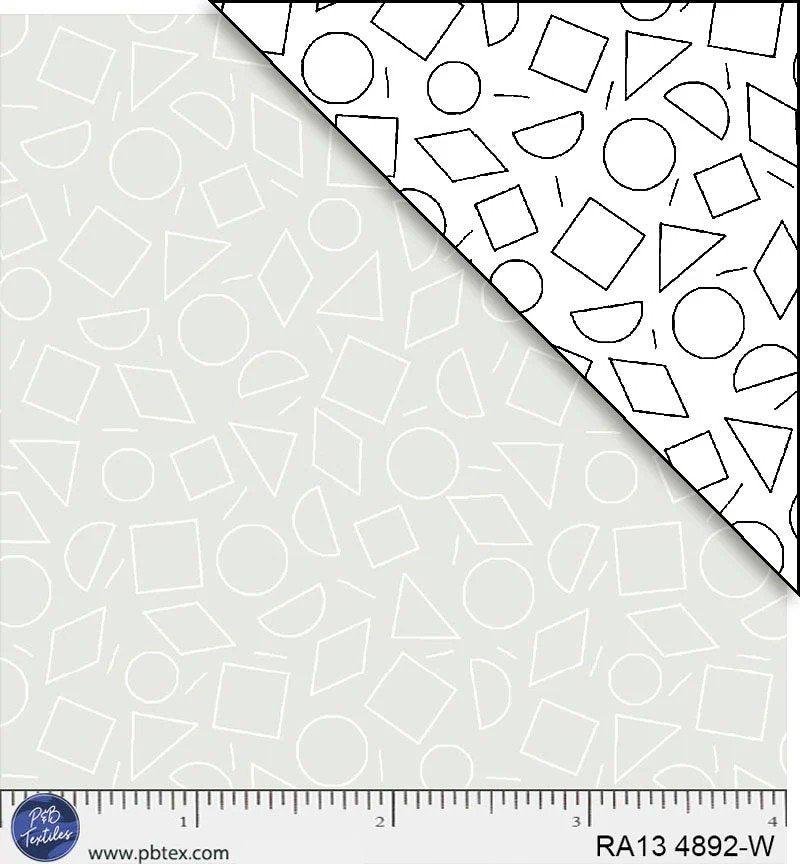 Ramblings 13 Quilt Fabric - Geometric in White on White - RA13 04892 W