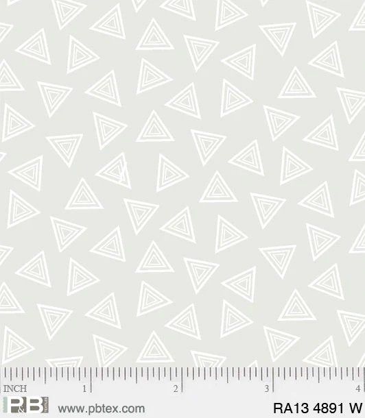 Ramblings 13 Quilt Fabric - Triangles in White on Off White - RA13 04891 W