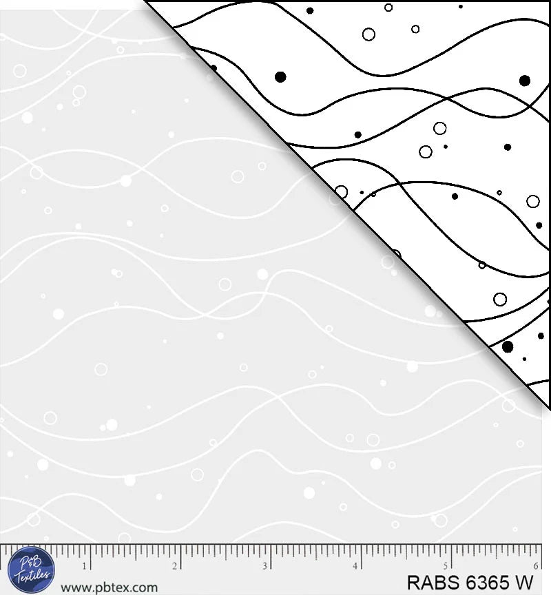 Ramblings by the Sea Quilt Fabric - High Tide in White on White - RABS 06365 W