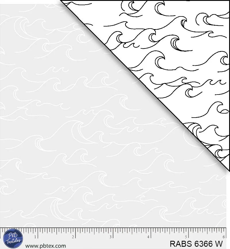 Ramblings by the Sea Quilt Fabric - Ocean Waves in White on White - RABS 06366 W