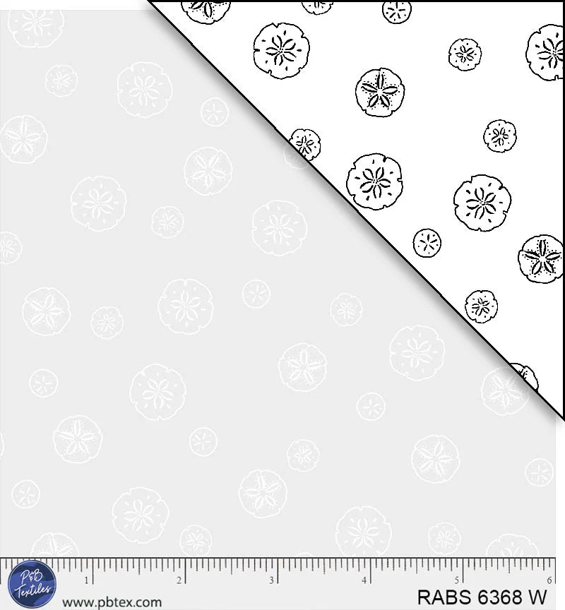 Ramblings by the Sea Quilt Fabric - Sand Dollars in White on White - RABS 06368 W