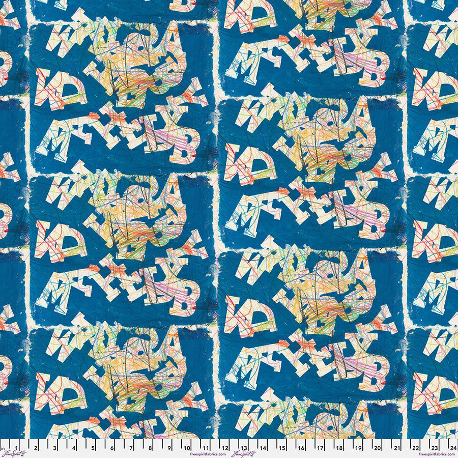 Ravel Quilt Fabric - Ravel in Ocean Blue - PWEB033.OCEAN
