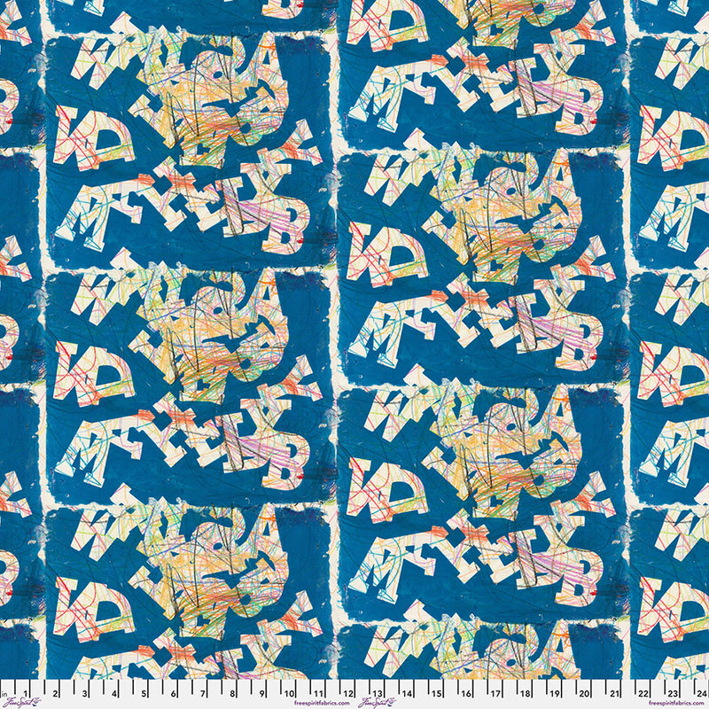Ravel Quilt Fabric - Ravel in Ocean Blue - PWEB033.OCEAN