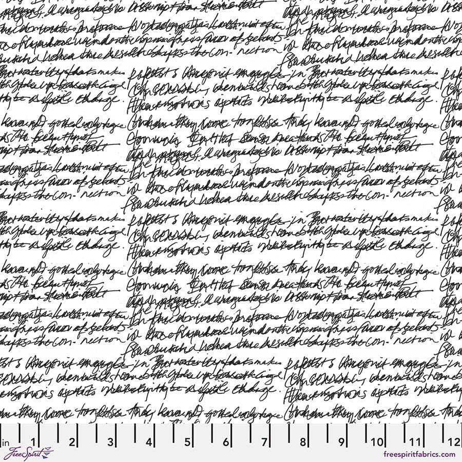 Ravel Quilt Fabric - Stitch in Noir Black on White - PWEB038.NOIR
