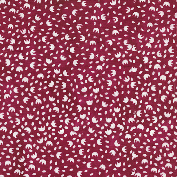 Red White and Blooms Batik Quilt Fabric - Flower Seeds in Red Cranberry - 112310375
