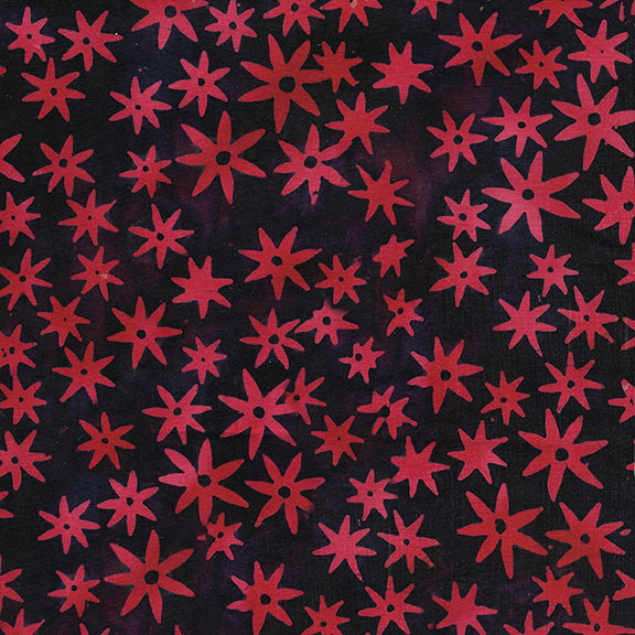 Red White and Blooms Batik Quilt Fabric - Paper Whites in Midnight Blue Blue - 112315595