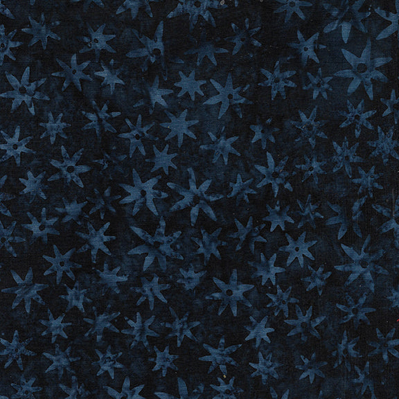 Red White and Blooms Batik Quilt Fabric - Paper Whites in Navy Blue - 112315585