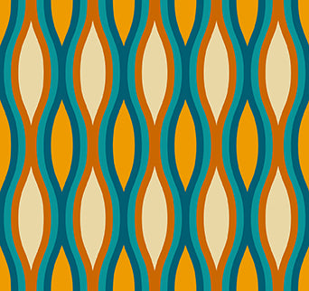 Retro Geos Quilt Fabric - Ogee in Red/Yellow - 12024103