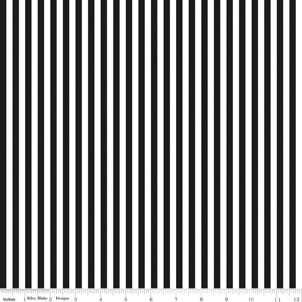 Riley Blake Basics Quilt Fabric - 1/4 Inch Stripe in Black/White - C555-BLACK