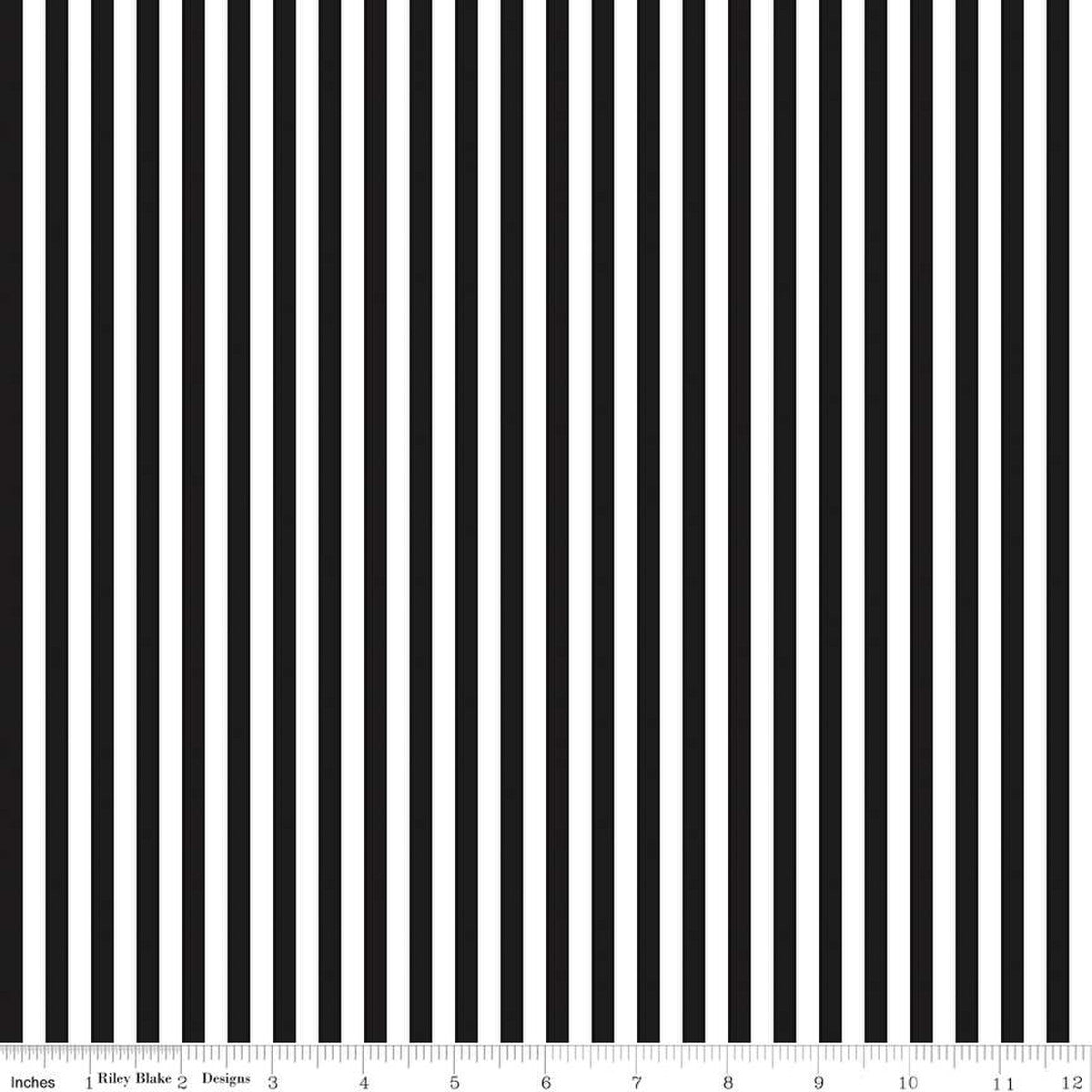 Riley Blake Basics Quilt Fabric - 1/4 Inch Stripe in Black/White - C555-BLACK