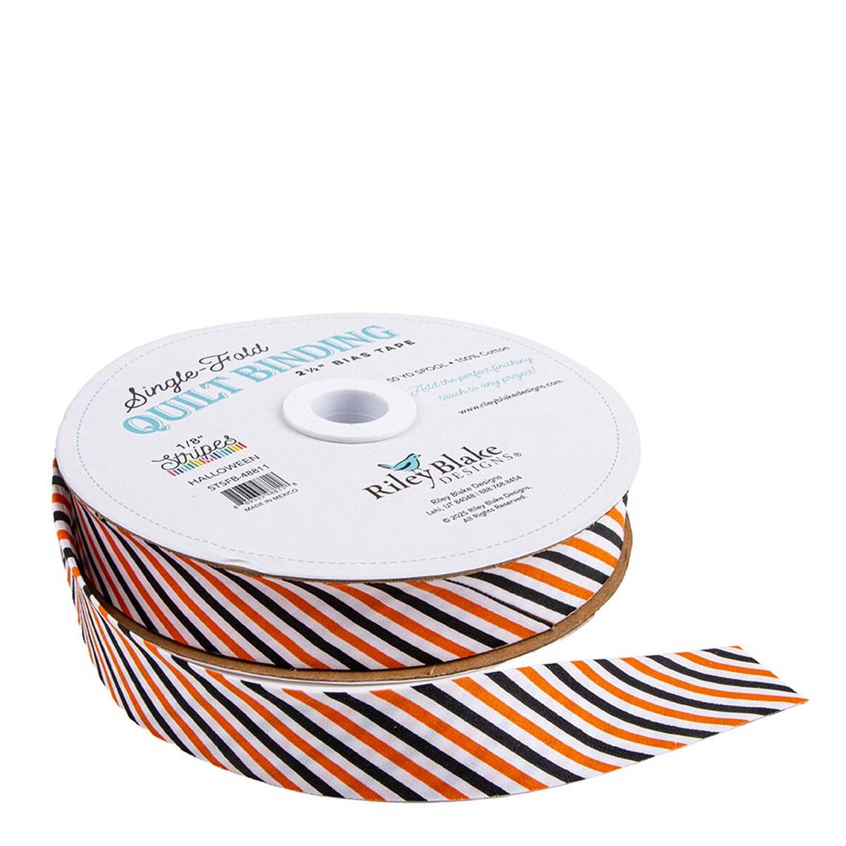 Riley Blake Designs Single Fold Quilt Binding - 1/8" Stripe in Halloween - SOLD BY THE YARD - STSFB-48811