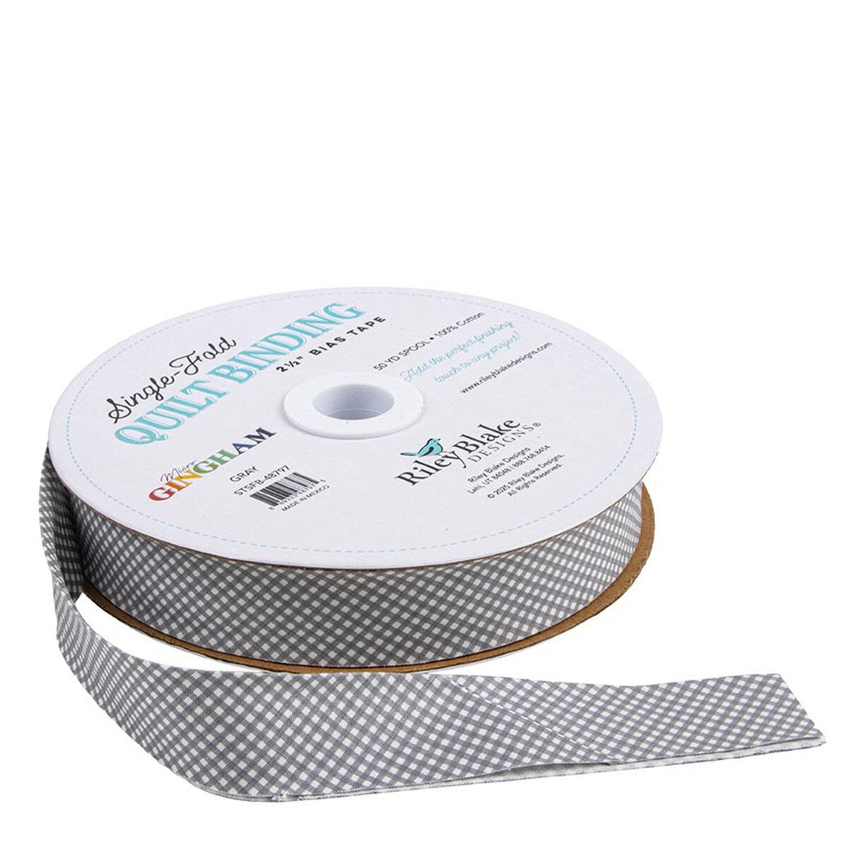 Riley Blake Designs Single Fold Quilt Binding - Micro Gingham in Gray - SOLD BY THE YARD - STSFB-48797