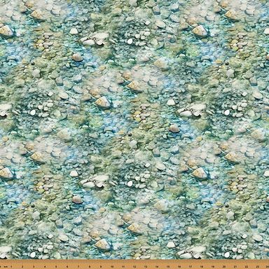 Rise and Cast Quilt Fabric - Pebbles in Lake Blue/Green - Y5837-311 LAKE