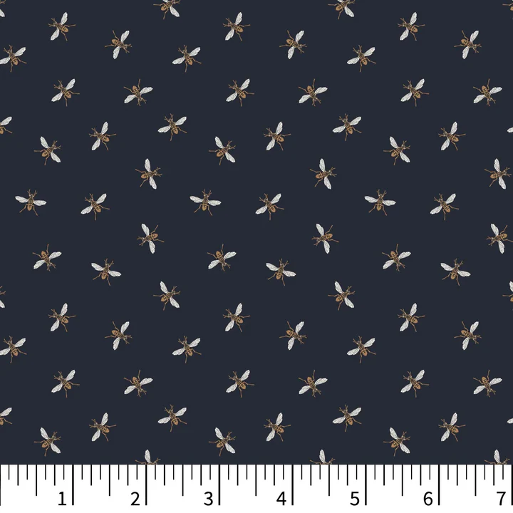 Riverview Quilt Fabric - Wasp Invasion in Navy Blue - PH0604