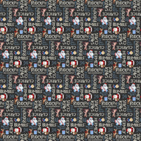 Rudolph the Red-Nosed Reindeer Quilt Fabric - Phrases in Charcoal Black - RD1006-96