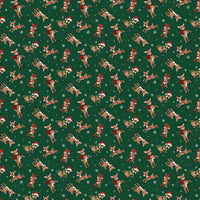 Rudolph the Red-Nosed Reindeer Quilt Fabric - Rudolph Toss in Dark Green - RD1001-78