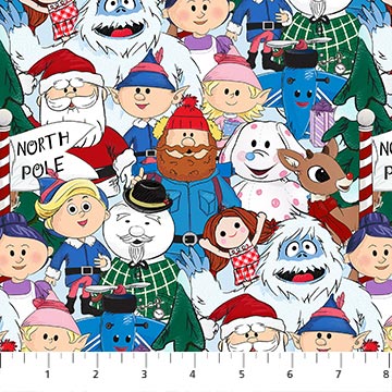 Rudolph the Red-Nosed Reindeer Quilt Fabric - Characters in Multi - RD1000-10