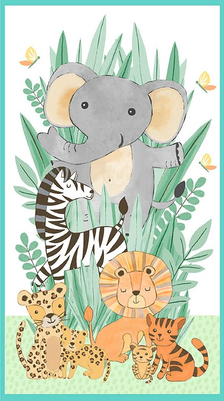 Safari Snuggles Quilt Fabric - Large Panel in Multi - 3073 42026 198 - SOLD AS A 24" PANEL