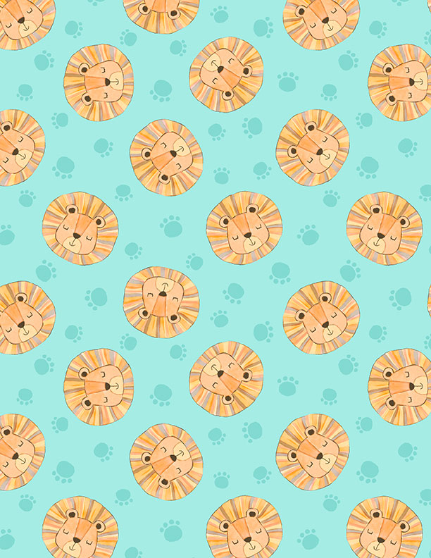 Safari Snuggles Quilt Fabric - Lion Toss in Teal - 3073 42032 787
