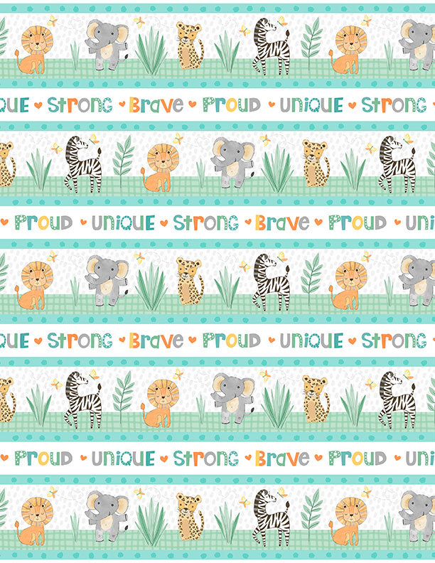 Safari Snuggles Quilt Fabric - Repeating Stripe in Multi - 3073 42027 178