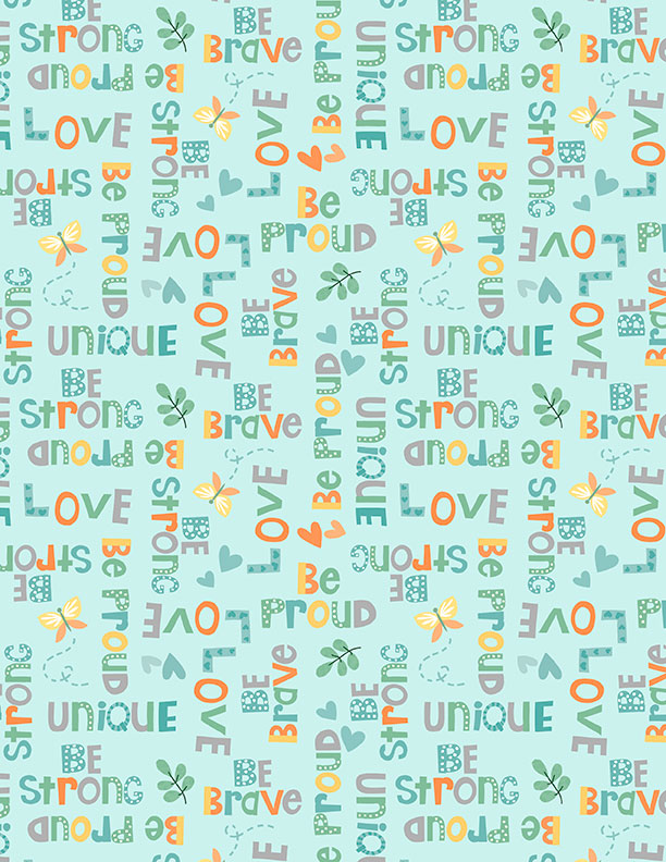 Safari Snuggles Quilt Fabric - Word Toss in Teal - 3073 42033 779