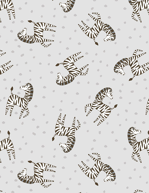 Safari Snuggles Quilt Fabric - Zebra Toss in Gray - 3073 42031 991