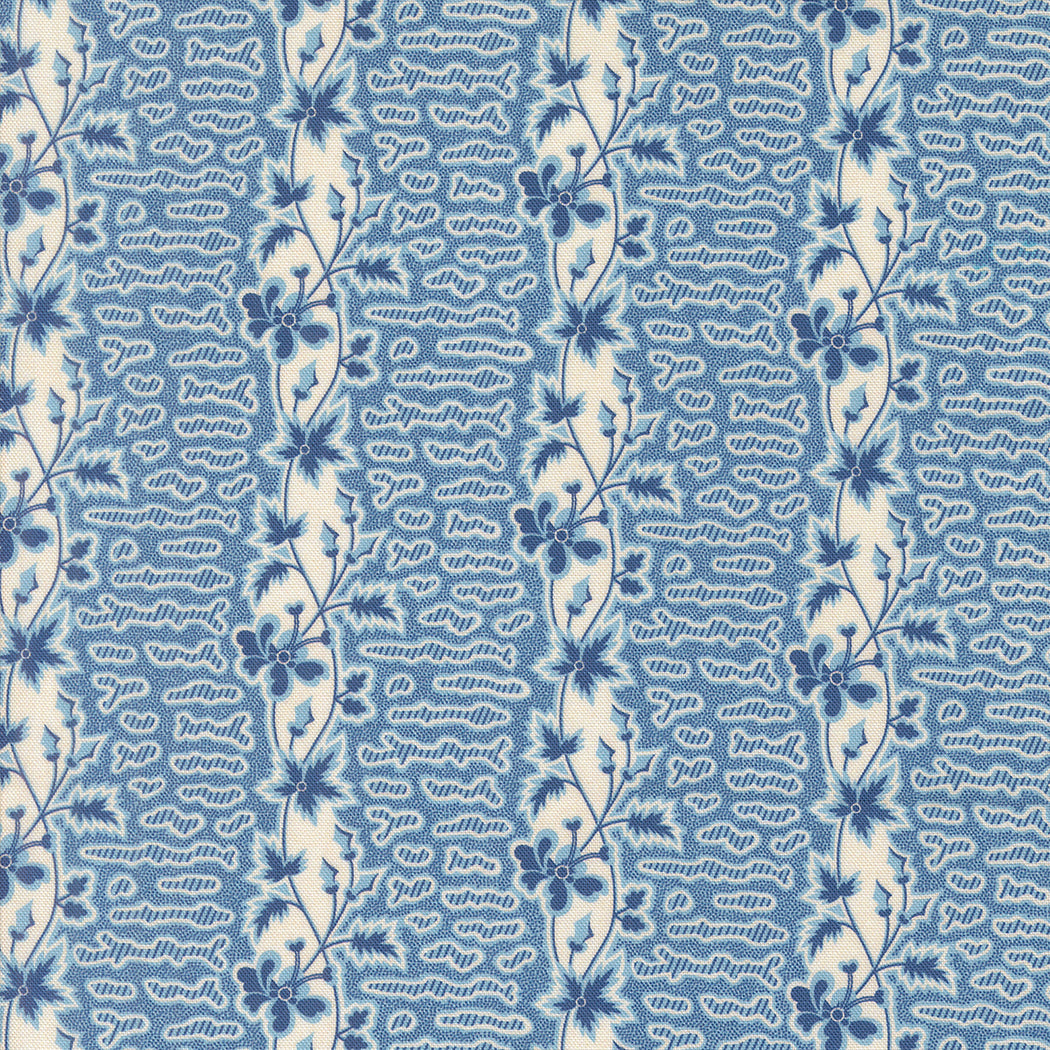 Sally's Stitches Quilt Fabric - Honey Stripes in Prussian Blue - 31712 13