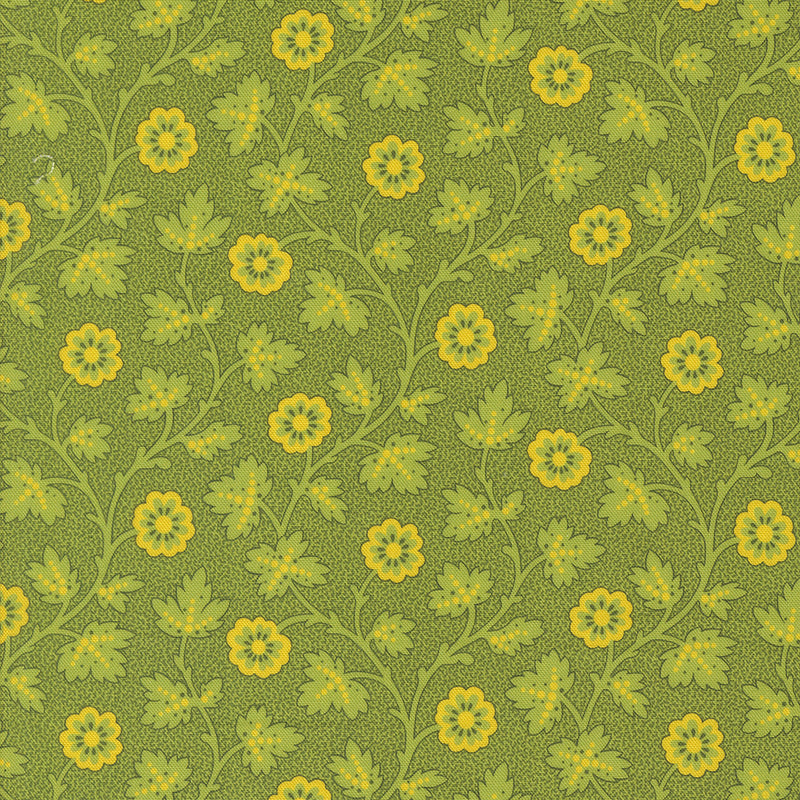 Sally's Stitches Quilt Fabric - Trailing Moss in New Leaf Green - 31711 15