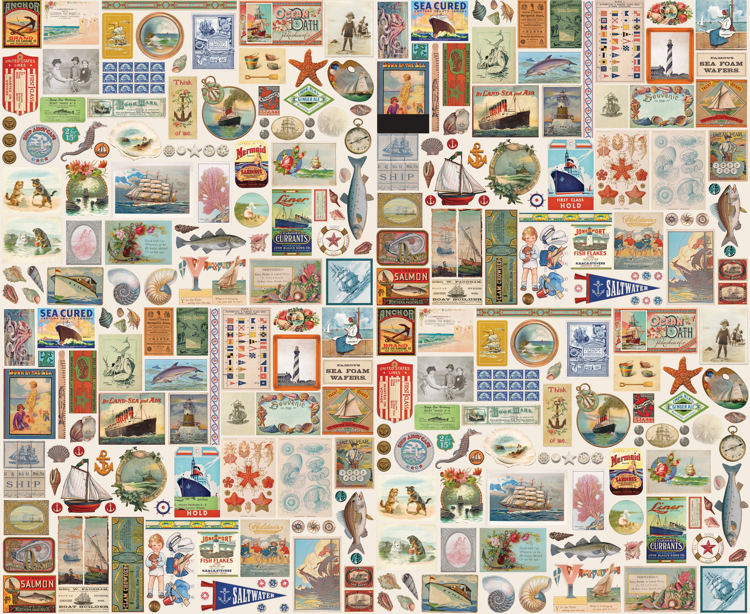 Saltwater Quilt Fabric - Flay Lay in Nautical Multi - 39581 11
