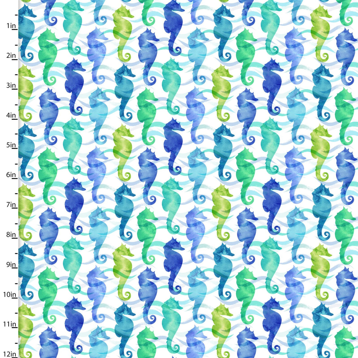 Sandsational Quilt Fabric - Sea Horsing Around in White - 22935-WHT