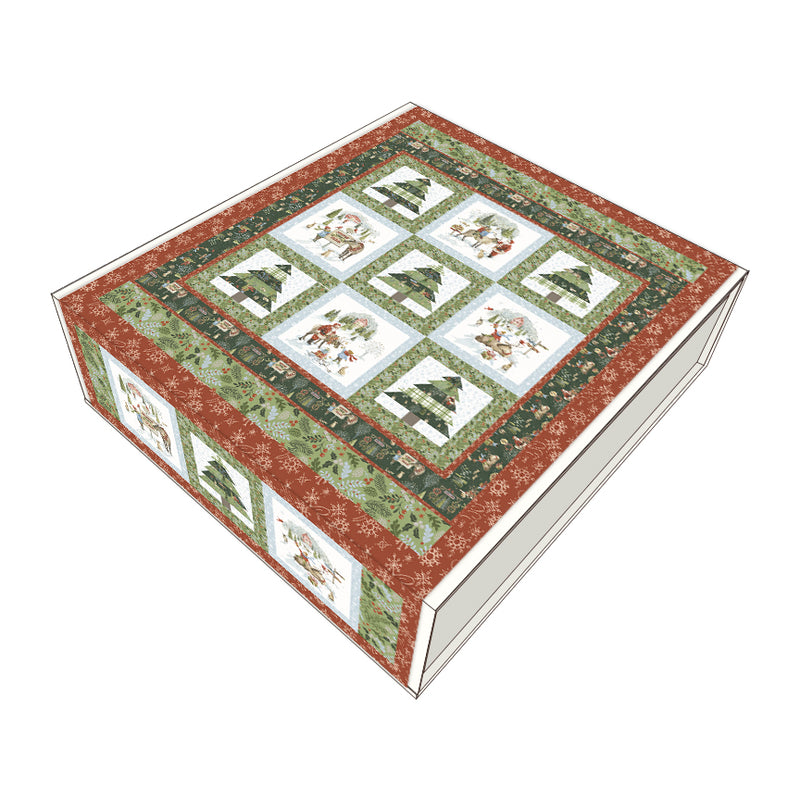 Santa's Tree Farm Quilt Fabric - Santa's Tree Farm Panel Quilt Kit - KT-16450