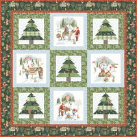 Santa's Tree Farm Quilt Fabric - Santa's Tree Farm Panel Quilt Kit - KT-16450