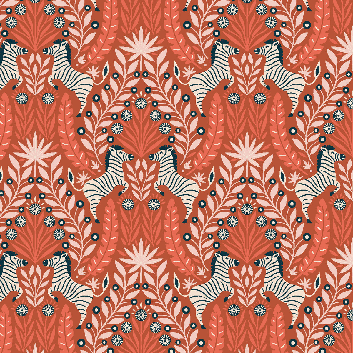 Savanna Quilt Fabric by Cotton+Steel - Zesty Zebra in Serengeti Orange/Multi  - CM201-SE2