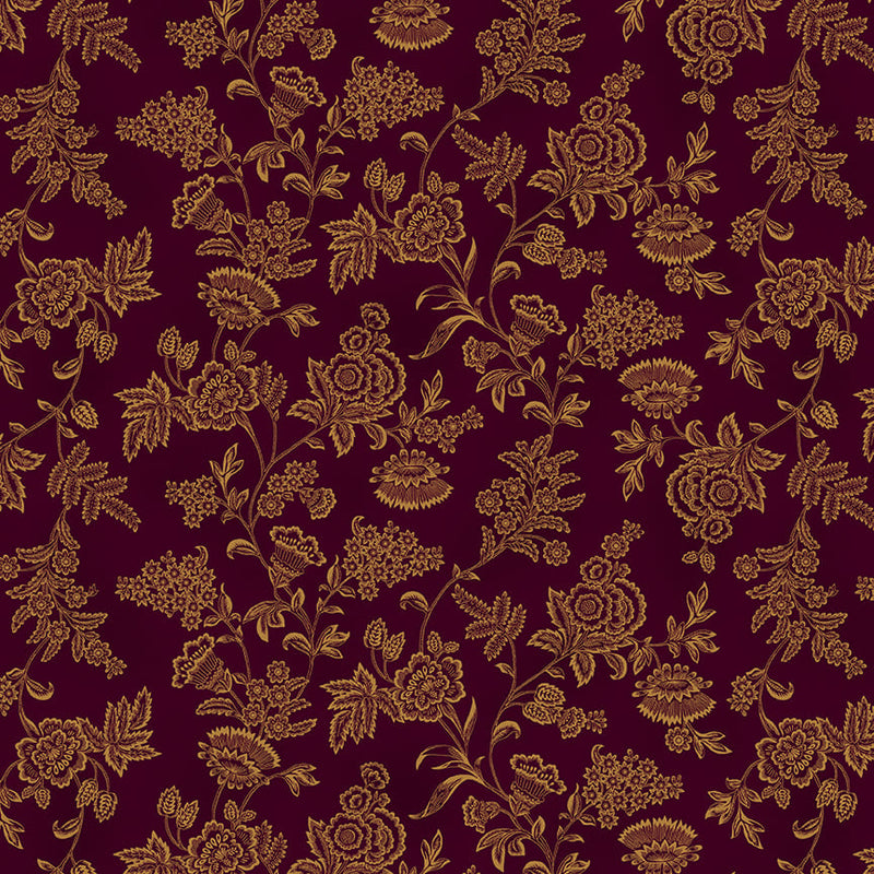 Scrap Basket Favorites Quilt Fabric by Kim Diehl - Etched Floral in Eggplant - 1525-55