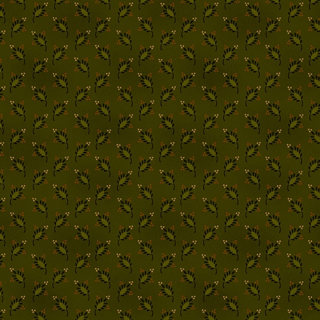 Scrap Basket Favorites Quilt Fabric by Kim Diehl - Feathered Leaves in Green - 1516-66