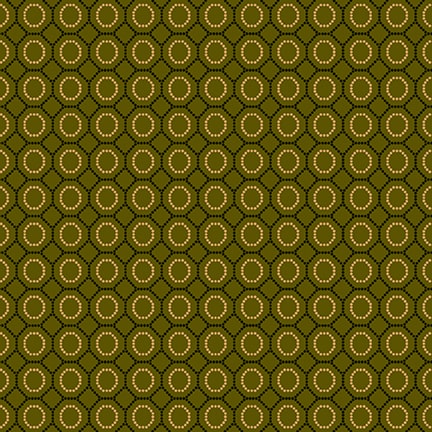 Scrap Basket Favorites Quilt Fabric by Kim Diehl - Meshed Rings in Green - 1509-66