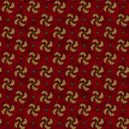 Scrap Basket Favorites Quilt Fabric by Kim Diehl - Swirled Feathers in Cranberry Red - 1510-88