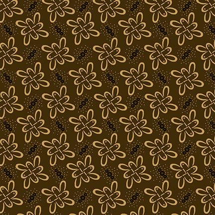 Scrap Basket Favorites Quilt Fabric by Kim Diehl - Windswept Petals in Brown - 1526-33
