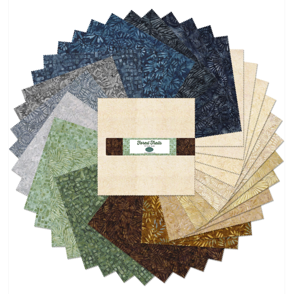 Forest Trails Batiks Quilt Fabric - 10 Karat Crystals - set of 42 10" squares - 511 120 511