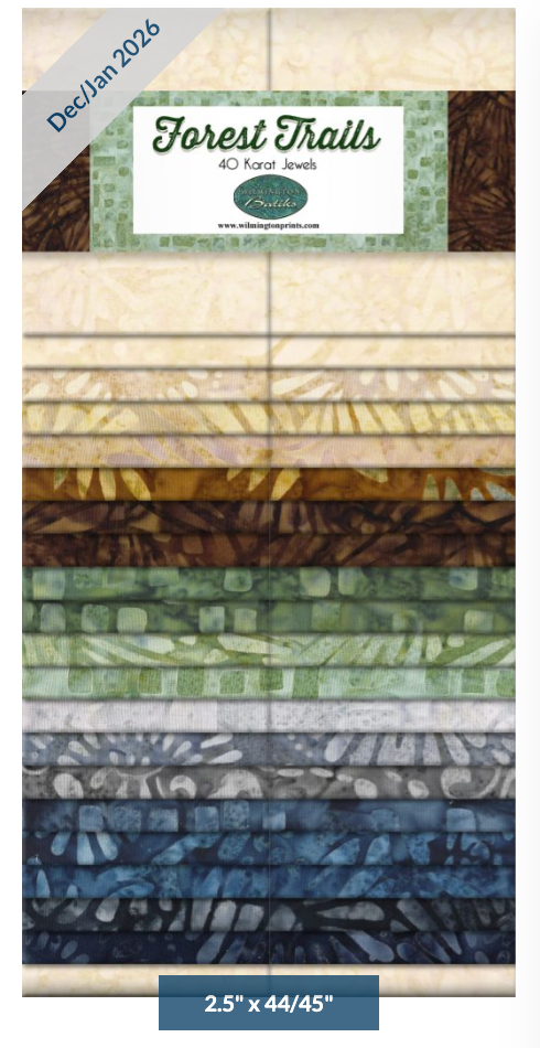 Forest Trails Batiks Quilt Fabric - 40 Karat Crystal - set of 40 2 1/2" Strips - 841 120 841