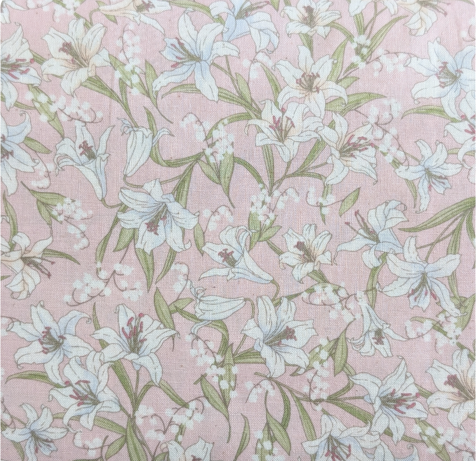Japanese Imported Quilt Fabric - White Lilies on Pink - 83066 D1-1