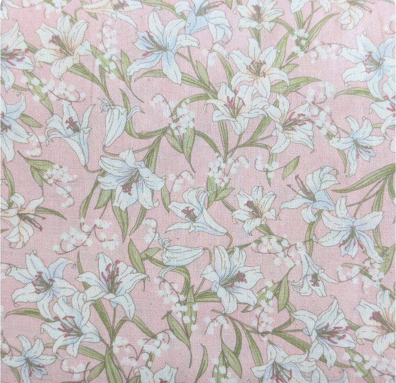 Japanese Imported Quilt Fabric - White Lilies on Pink - 83066 D1-1