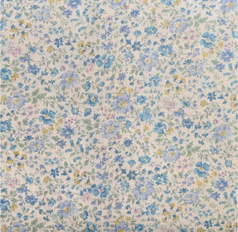 Japanese Imported Quilt Fabric - Blue Floral on Cream - 6117 D3-2