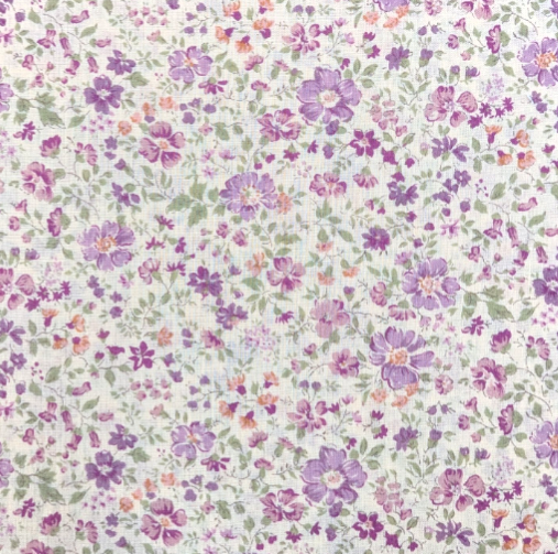 Japanese Imported Quilt Fabric - Floral in Purple on Cream - 6117 D3-3