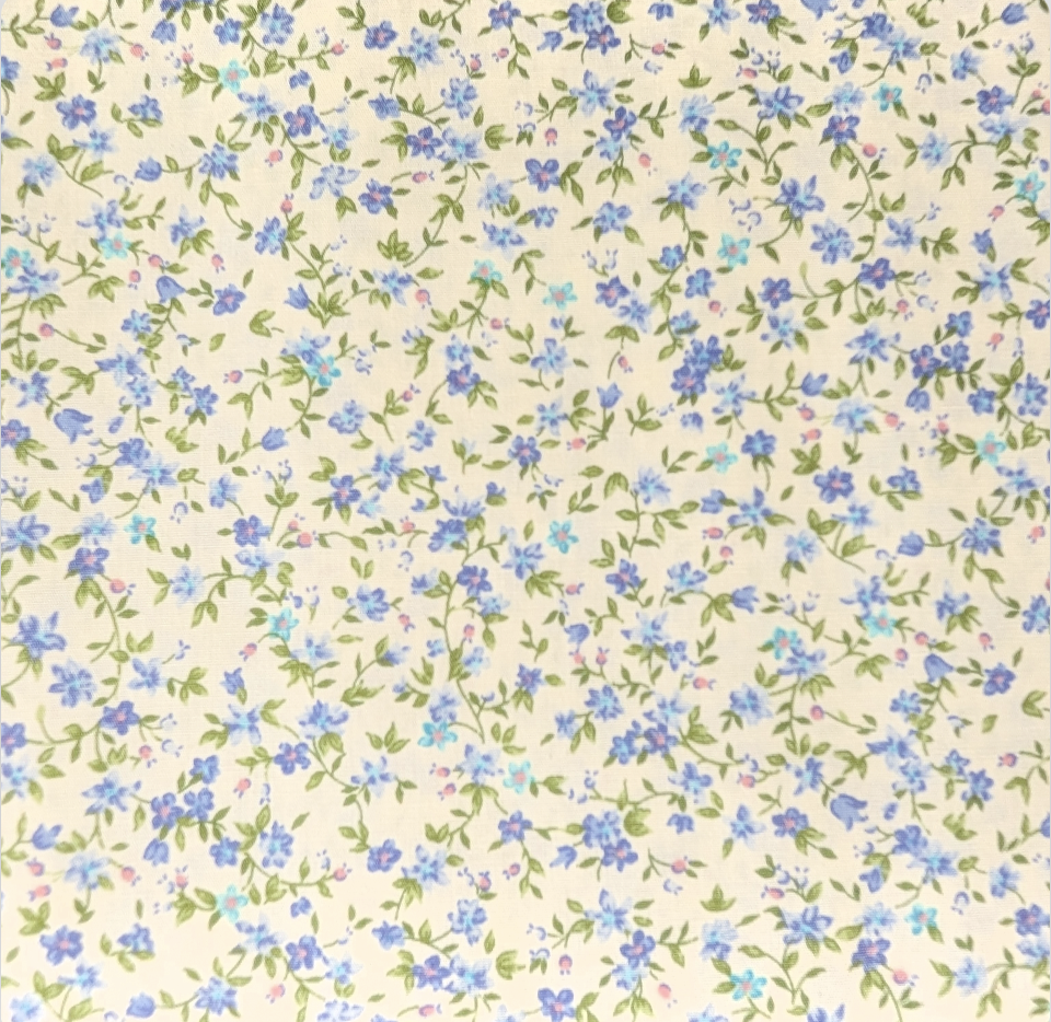 Sevenberry Petite Fleurs Quilt Fabric - Small Floral in Blue/Cream - 6110 D5-3 - Imported from Japan