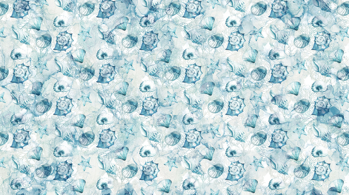 Sea Breeze Quilt Fabric - Shells in Pale Blue - DP27098-42