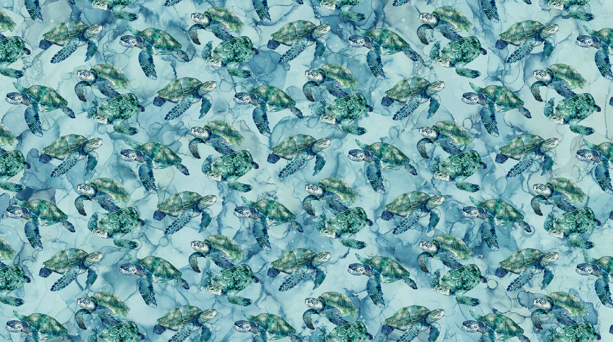 Sea Breeze Quilt Fabric - Turtles in Blue/Multi - DP27097-44