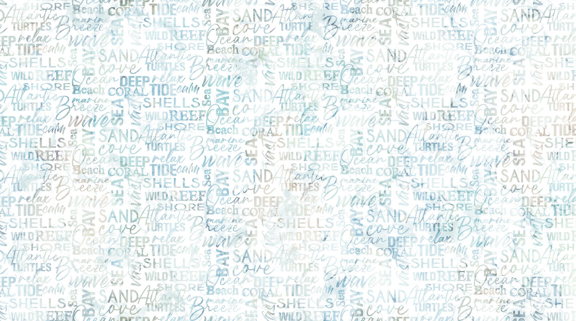 Sea Breeze Quilt Fabric - Words in Cream/Blue - DP27099-11