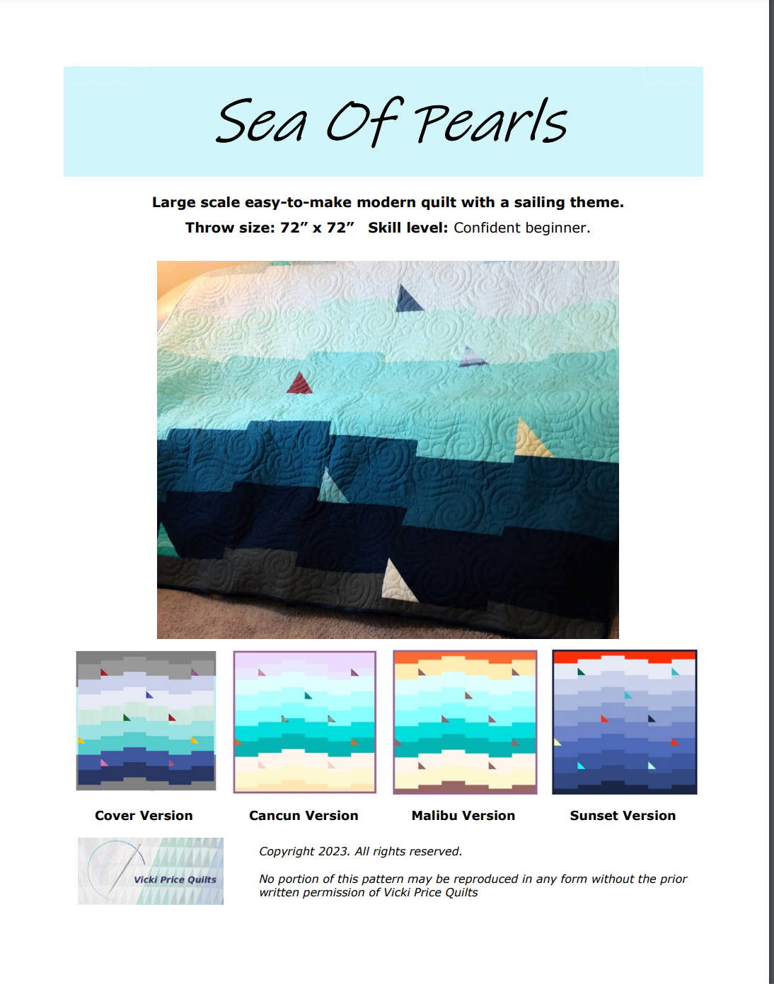 Sea Of Pearls Quilt Pattern by Vicki Price - SOP-VP